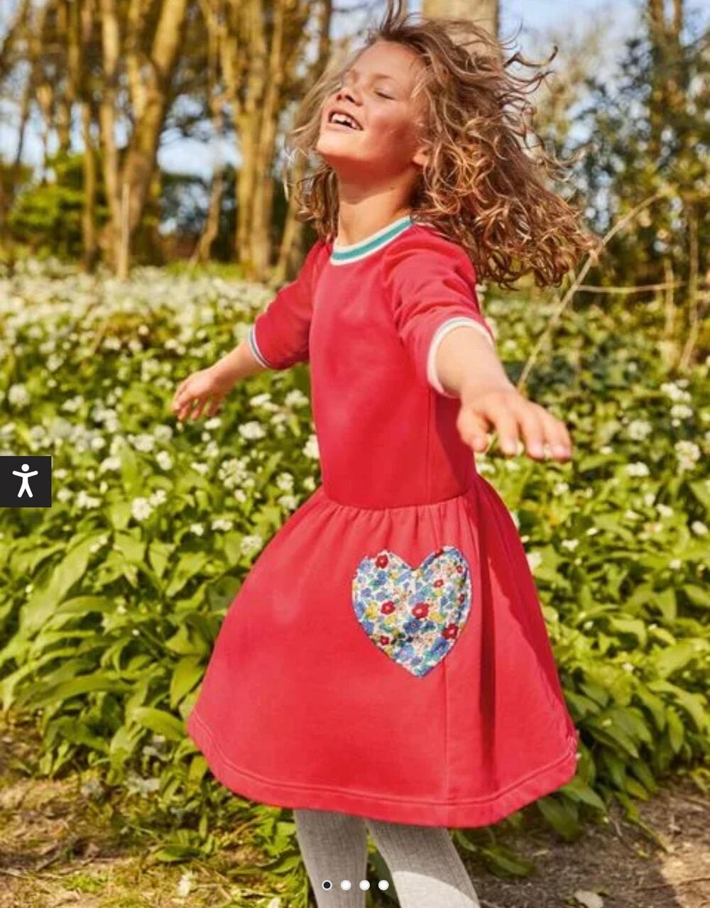 Boden Red Floral Heart Pocket Sweatshirt Dress Size 4/5 EUC
